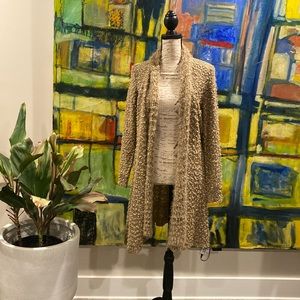 FELICITY long cardigan swtr gold tone sequins incorporated in knotted knit L/XL
